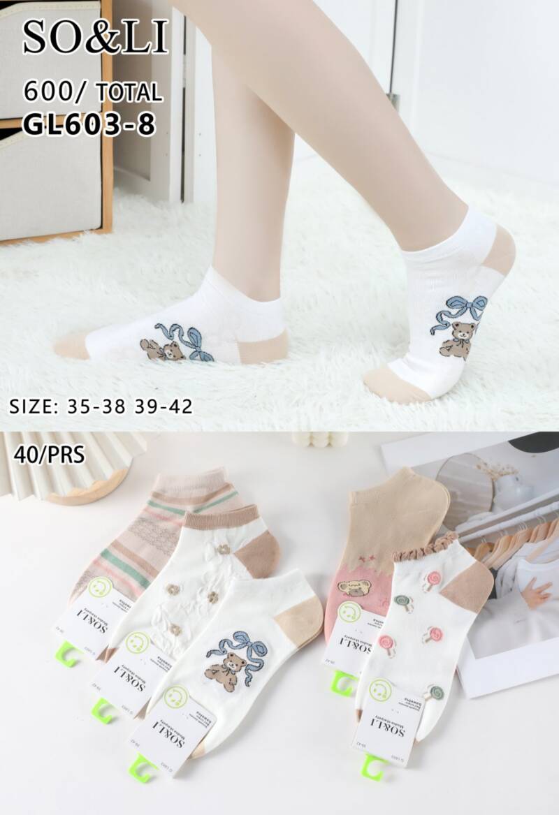 Skarpety damskie Roz 35-42, Mix kolor Paczka 40 szt